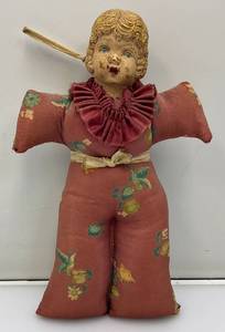 Antique Victorian Era Chalkware Doll Head Pin Cushion 8
