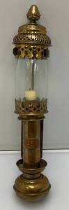 EST. $150.00 -$275.00 CER Railway Marked Brass Railway Carriage Lamp Candle Lantern With Candle 13 12