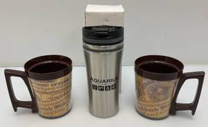 2 Vintage Mid Century Confederate States Of America Thermo Mugs And Aquarius Stainless Thermo mug New In Box