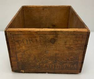 Very Old PORTER BROS California Wooden Orange Crate With Train Dcor 8 34 x 12 x 15