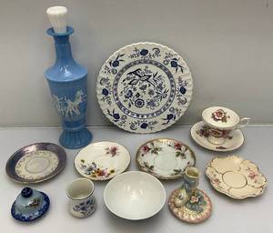 Misc. Vintage Collectible Chinese Blue & White Porcelain Cup, Roman Themed Decantor, Cups And More