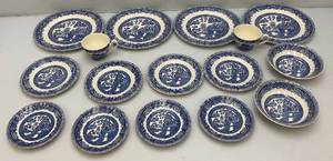 Vintage Churchill China England Blue Willow Dinnerware