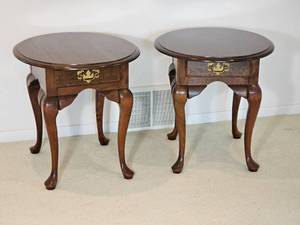 Mahogany Queen Anne Formal End Tables