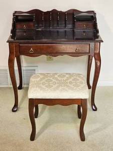 Bombay Company Mahogany Writing Desk & Stool