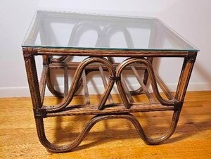 MCM Bent Bamboo Rattan Side Table