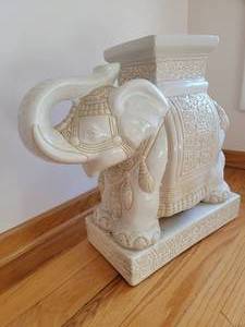 Cream Ceramic Elephant Table Garden Stool