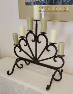 Heavy Wrought Iron Scrollwork Fireplace Candelabra