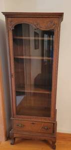 Antique Slender 4 Shelf Display Cabinet