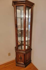 Tall Lit Mirrored Back Display Cabinet