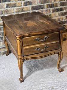 Hammary French Provincial Style Two Drawer Side Table with Cabriole Legs
