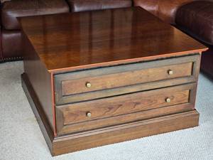 Wood Coffee Table with Two Drawer Storage Traditional Style
