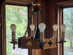Rustic Wood and Iron Chandelier Light Fixture