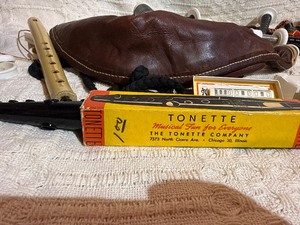 Vintage Musical Instrument Lot  Bagpipes Set, Hohner Harmonicas, Yamaha Harmonica, Tonette