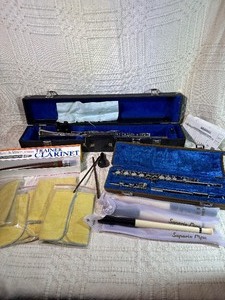 Yamaha Flute  Clarinet Bundle  Student Band Starter Kit w Cases, Nikkan Trainer, Accessories