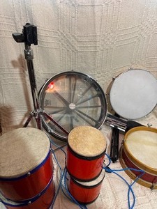 Remo Rototom  Snare Drum  Bongos Percussion Lot w Stand Hardware