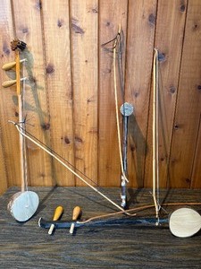 Handmade World Folk String Instruments  Coconut Fiddles, Bows & Carved Pieces  Primitive  Ethnic Decor