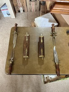 Vintage Knife & Carving Set Lot  Decorative Daggers, Fork Sets & Bayonet