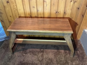 Vintage Wooden Organ Bench with Lift-Top Storage