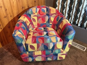 Colorful Modern Accent Chair with Geometric Upholstery