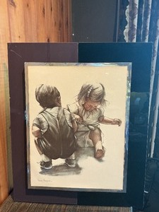 Joanne Thompson Signed Print of Children  Framed Decorative Artwork