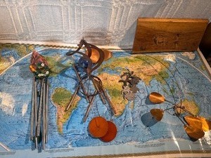 Mid Century Modern Hanging Dcor Lot  Copper Mobiles, Wind Chimes,