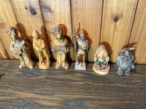 Vintage Hand-Carved Figurine Lot  Wood & Resin Characters, Musicians, Gnomes & Miniatures