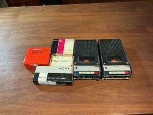 Vintage Sony Portable Cassette Recorder Lot w Accessories