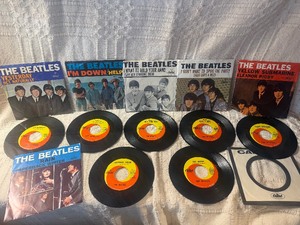 Vintage Beatles 45 RPM Record Collection  7 Original Capitol Picture Sleeves w Matching Singles  Day Tripper, Yellow Submarine, Help, Paperback Writer & More