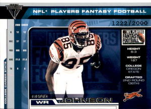 2001 Pacific Titanium Chad Johnson Rookie Card Serial #d 2000