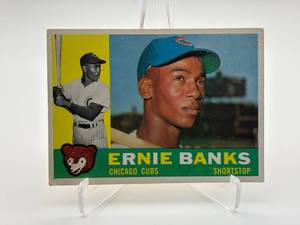 1960 Topps Ernie Banks Vintage Baseball Card, Chicago Cubs Legend and MLB Hall of Famer