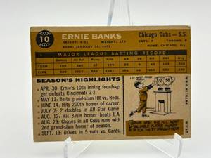 1960 Topps Ernie Banks Vintage Baseball Card, Chicago Cubs Legend and MLB Hall of Famer
