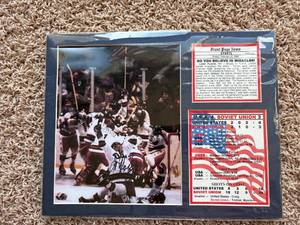 RARE 1980 Miracle on Ice Collectible, Autographed by John Harrington, Frameable Picture With Olympic Statistics, Protected by Plastic Coating