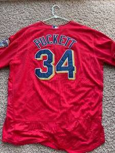 Kirby Puckett Minnesota Twins Jersey Red Stitched Letters and Patches, Size 52 Jersey, Majestic Brand