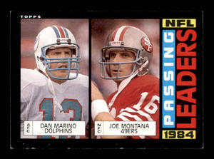1986 Topps Passing Leaders Joe Montana and Dan Marino Card Two Legendary Quarterbacks on the Same Card
