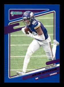 2021 Donruss Justin Jefferson Blue Press Proof Card
