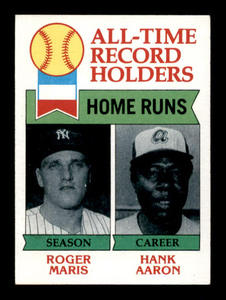 1973 Topps Roger Maris and Hank Aaron All-Time Record Holders Home Runs