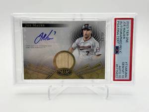 2023 Topps Tier One Joe Mauer Autographed Relic Card Perfect 10 Card Grade and 10 Autograph Grade, Serial #d 8999 Minnesota Twins Legend