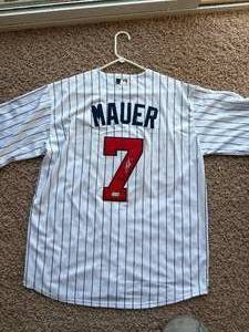 Joe Mauer Autographed Minnesota Twins Jersey, Beckett Certified Autograph, White Stitched Jersey, Great Quality Sports Collectible