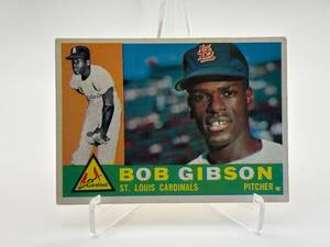 1960 Topps Bob Gibson Vintage Baseball Card, Some Creasing on Front, Amazing Centering