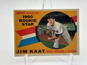 1960 Topps Jim Kaat Rookie Card, Minnesota Twins Legend and Hall of Famer