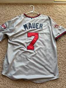 Joe Mauer Authentic Minnesota Twins Jersey, 50th Anniversary of the Team Patch, Great Quality Jersey