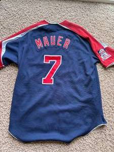 Minnesota Twins Joe Mauer Jersey, Dark Blue and Red, Stitched