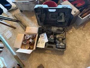 HOLE SAW BITS, CORDLESS DRILL, SAW AND FLASHLIGHT