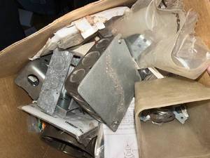ELECTRICAL BOXES, 12 FITTINGS, TOILET PARTS, DRYER VENT, BRASS FITTINGS