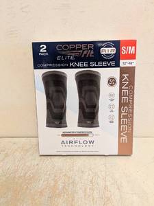 NEW COPPERFIT ELITE COMPRESSION KNEE SLEEVE SM 2PK