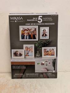 NEW MIKASA HOME ACCENTS METAL PICTURE FRAMES WITH ENAMEL WHITE 5PK