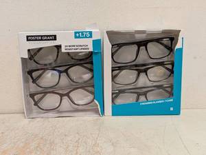 (2) NEW FOSTER GRANT 1.75 READING GLASSES 3PK