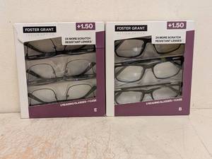 (2) NEW FOSTER GRANT 1.50 READING GLASSES 3PK