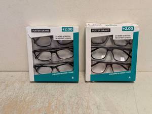 (2) NEW FOSTER GRANT 2.00 READING GLASSES 3PK
