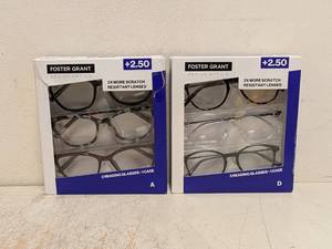 (2) NEW FOSTER GRANT 2.50 READING GLASSES 3PK